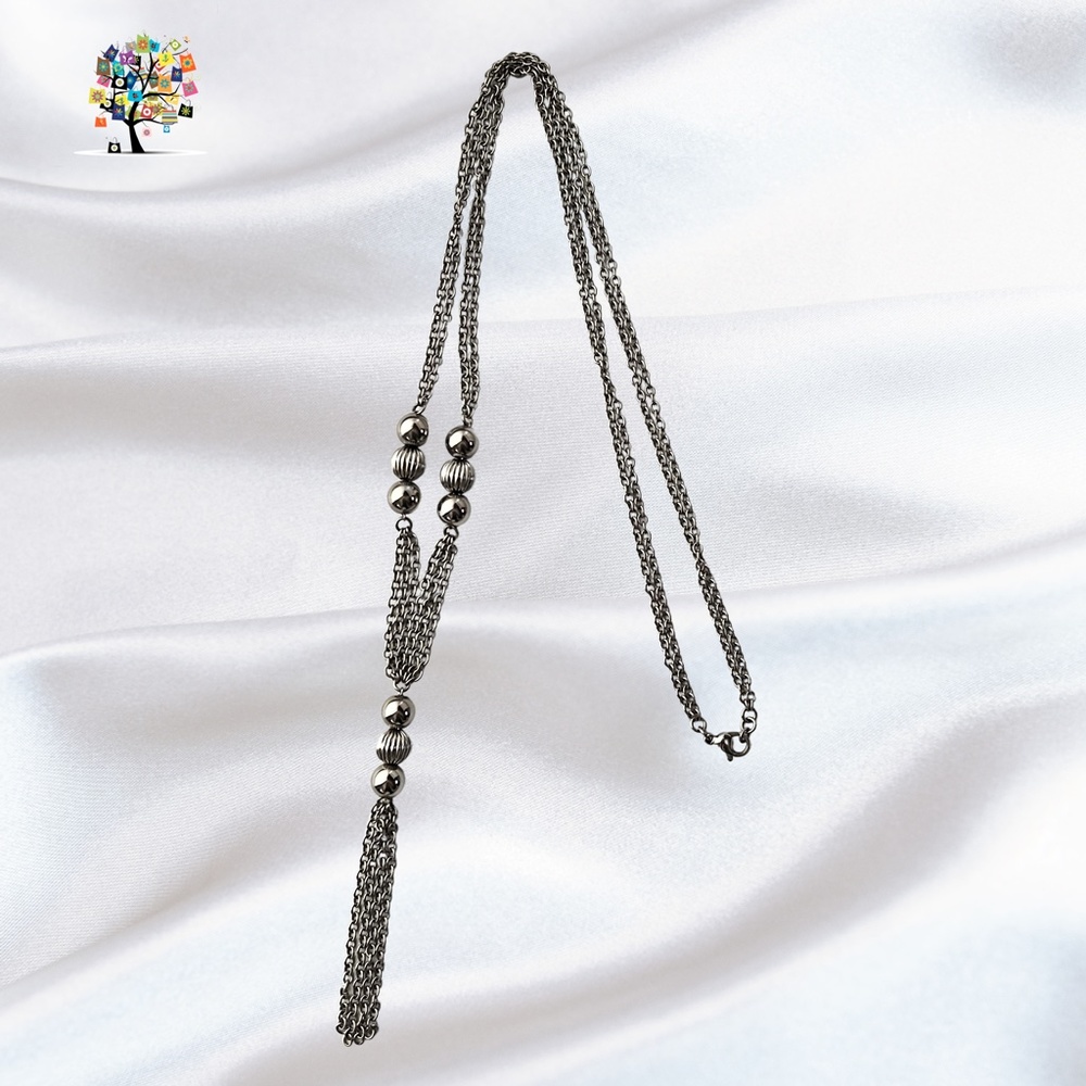 Tassel Necklace Stainless Steel 29" - Picture 1 of 4